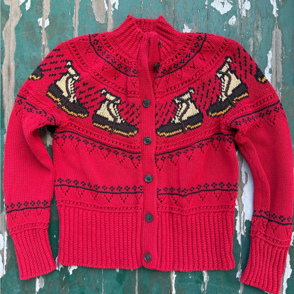 Signature Red and Black Patterned Cardigan